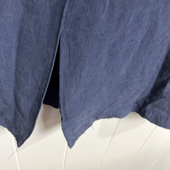 Lord & Taylor Womens Shift Dress 14 Navy Hidden Button Down Sleeveless 72% Silk - Picture 8 of 15